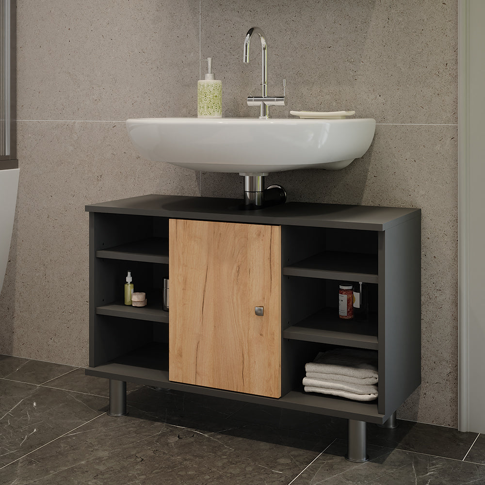 Vicco Mobiletto per lavabo Antracite/quercia dorata 80 x 54 cm