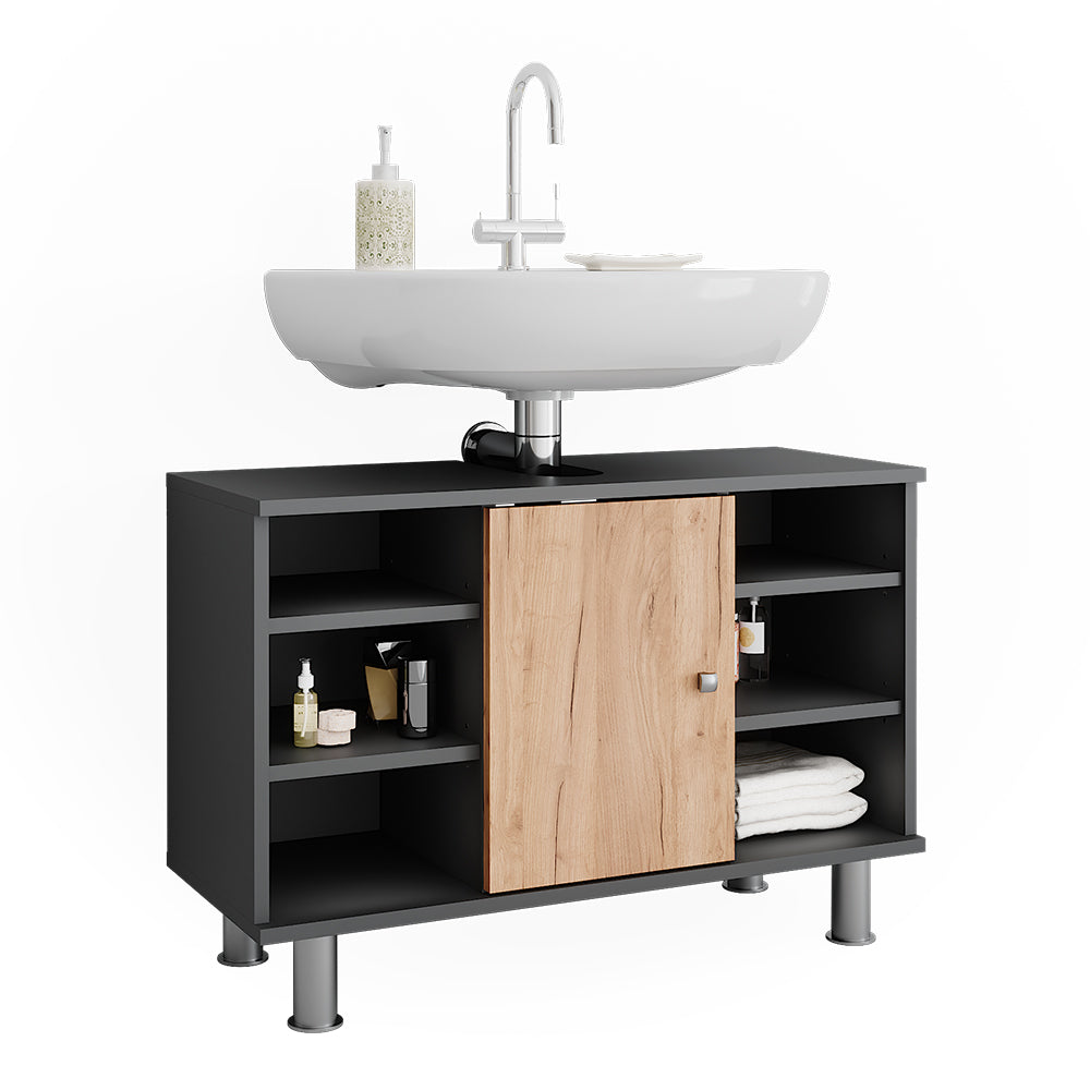 Vicco Mobiletto per lavabo Antracite/quercia dorata 80 x 54 cm