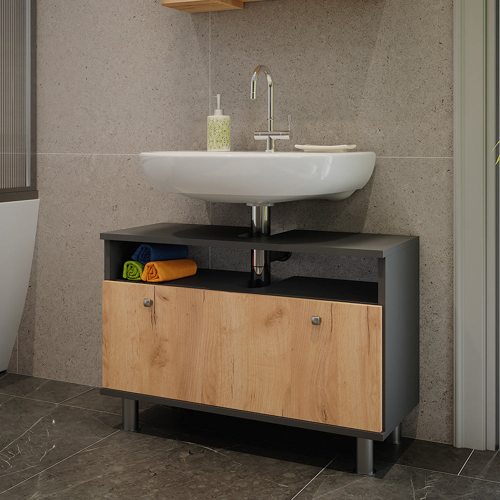 Vicco Mobiletto per lavabo Antracite/quercia dorata 80.2 x 54 cm con cassetto