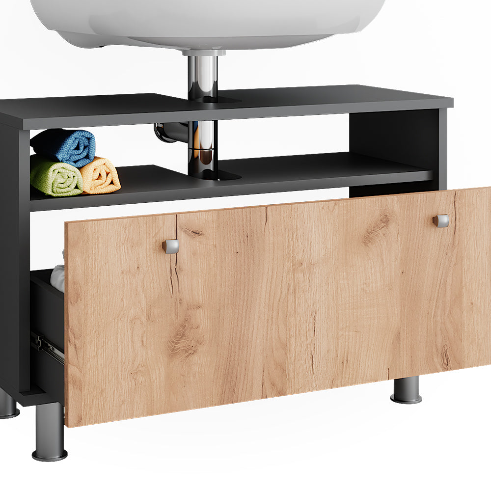 Vicco Mobiletto per lavabo Antracite/quercia dorata 80.2 x 54 cm con cassetto