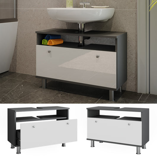 Vicco Mobiletto per lavabo Antracite/bianco lucido 80.2 x 54 cm con cassetto