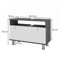Vicco Mobiletto per lavabo Antracite/bianco lucido 80.2 x 54 cm con cassetto