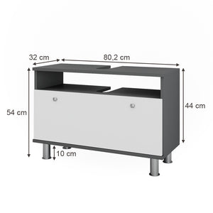 Vicco Mobiletto per lavabo Antracite/bianco lucido 80.2 x 54 cm con cassetto