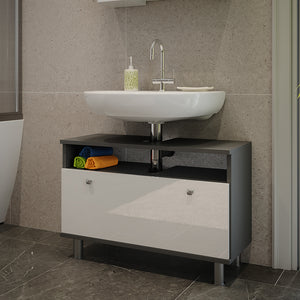 Vicco Mobiletto per lavabo Antracite/bianco lucido 80.2 x 54 cm con cassetto