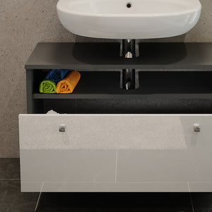 Vicco Mobiletto per lavabo Antracite/bianco lucido 80.2 x 54 cm con cassetto