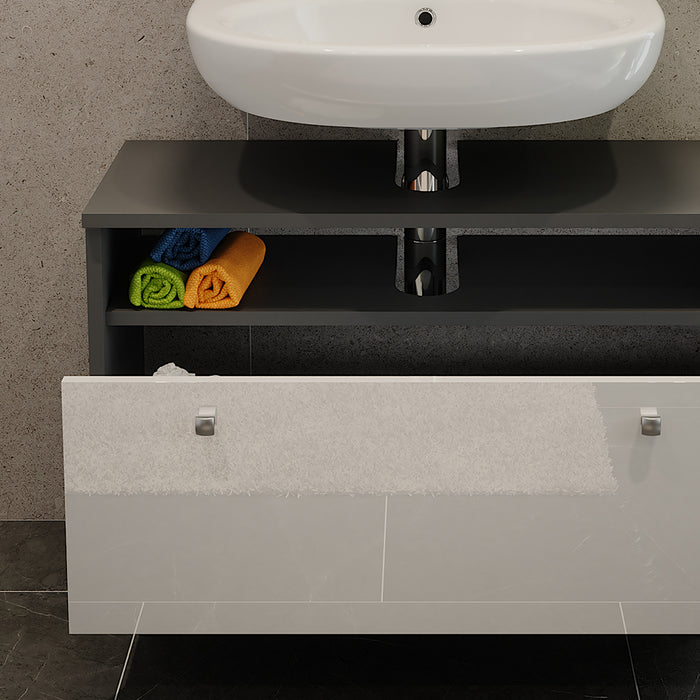 Vicco Mobiletto per lavabo Antracite/bianco lucido 80.2 x 54 cm con cassetto