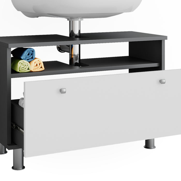 Vicco Mobiletto per lavabo Antracite/bianco lucido 80.2 x 54 cm con cassetto