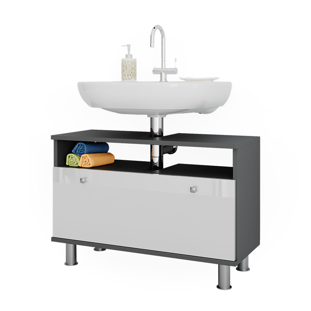 Vicco Mobiletto per lavabo Antracite/bianco lucido 80.2 x 54 cm con cassetto