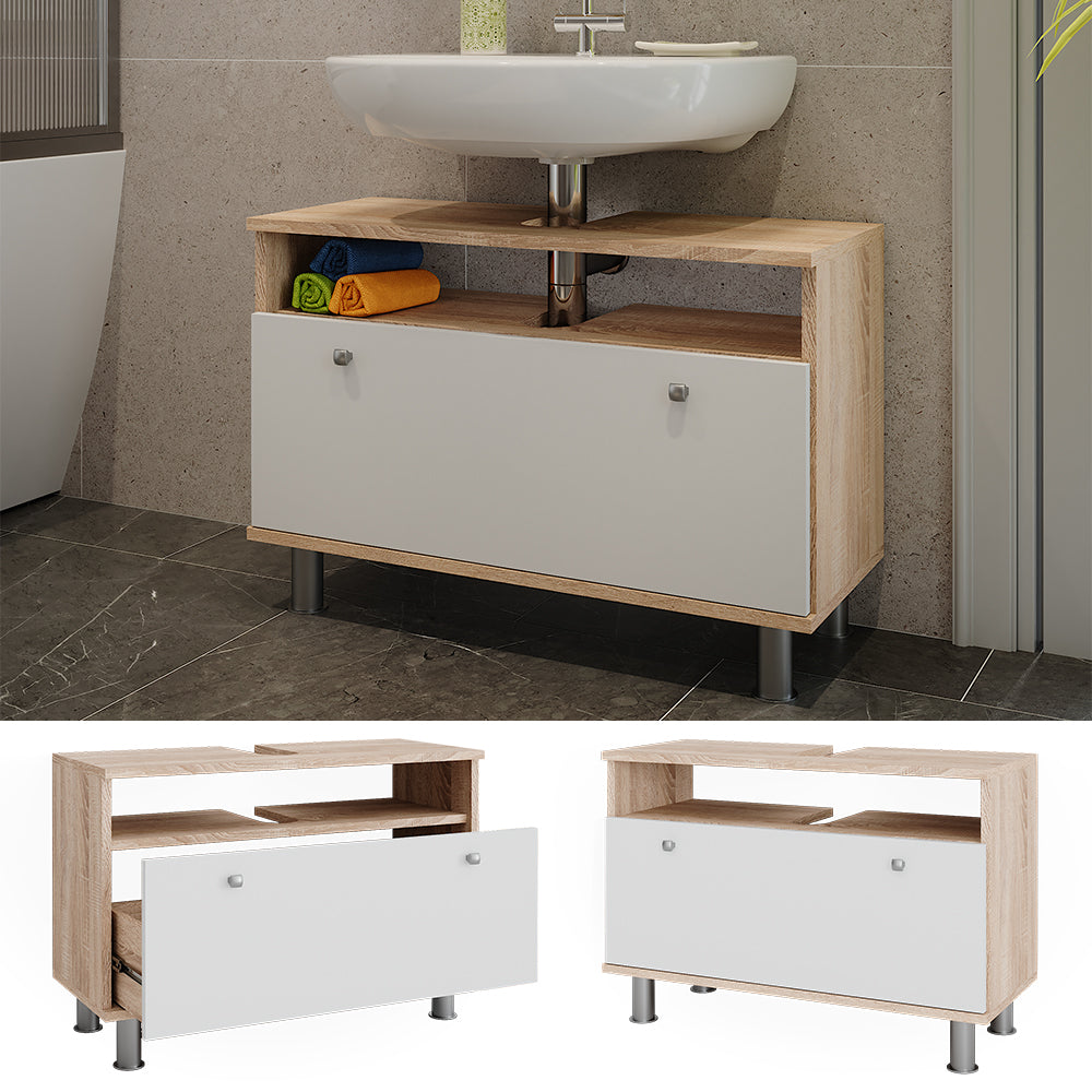 Vicco Mobiletto per lavabo Sonoma/Bianco 80.2 x 54 cm con cassetto
