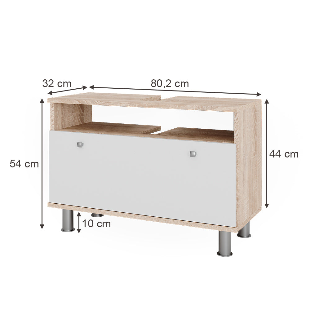Vicco Mobiletto per lavabo Sonoma/Bianco 80.2 x 54 cm con cassetto