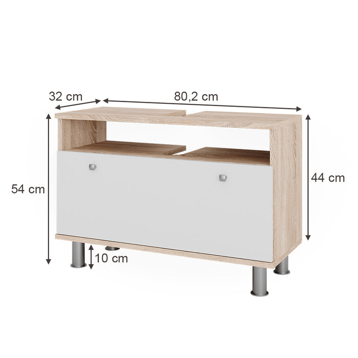 Vicco Mobiletto per lavabo Sonoma/Bianco 80.2 x 54 cm con cassetto