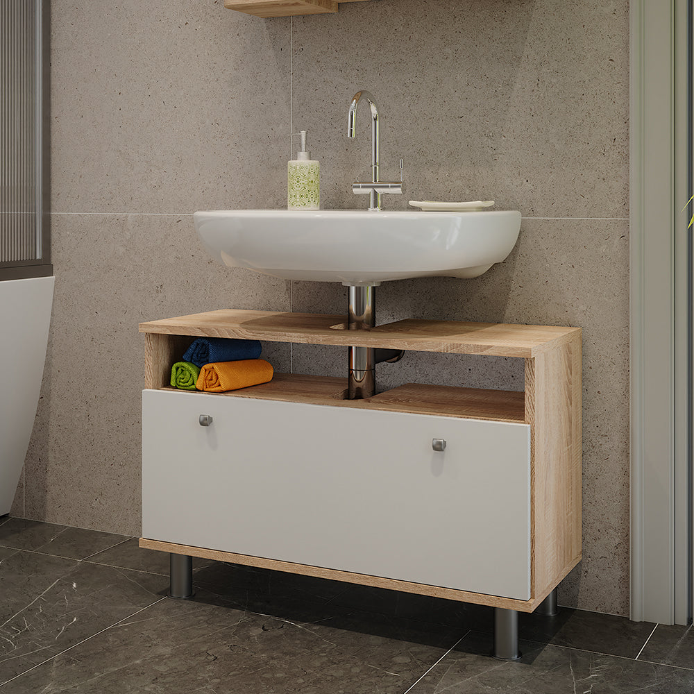 Vicco Mobiletto per lavabo Sonoma/Bianco 80.2 x 54 cm con cassetto