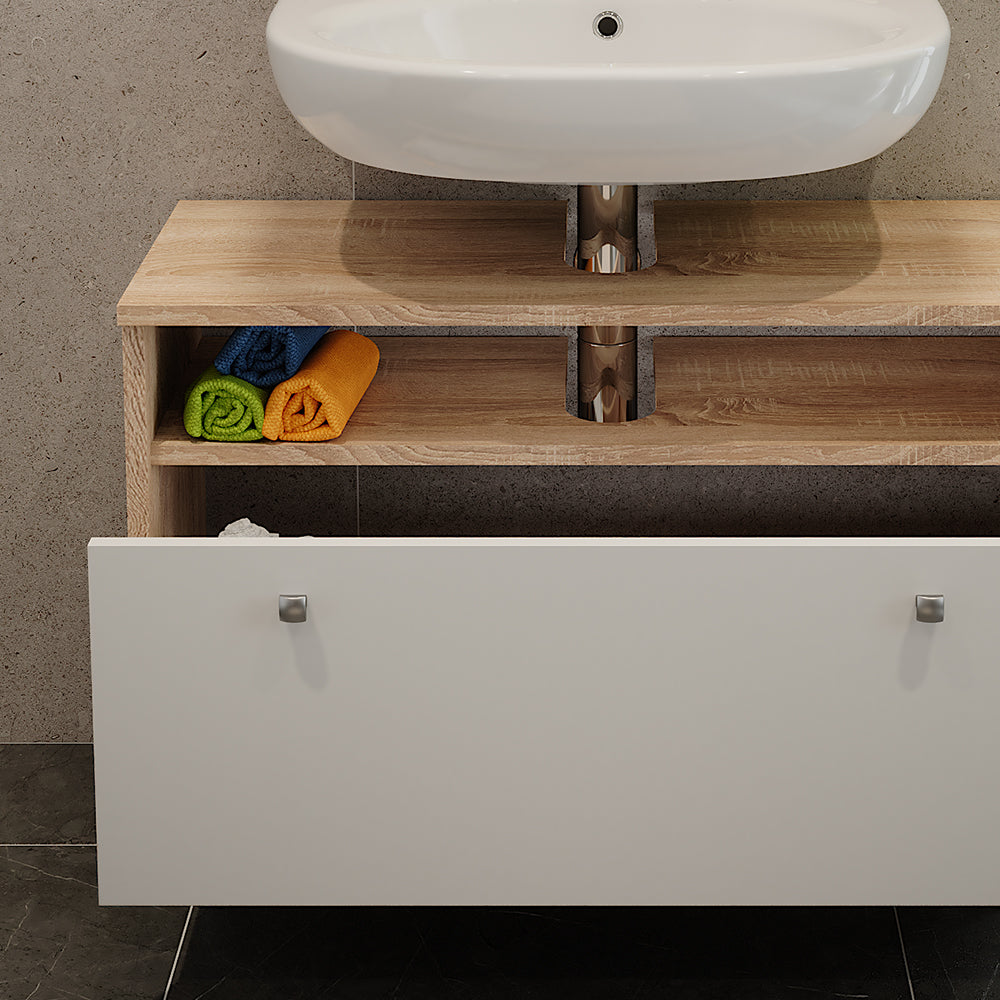 Vicco Mobiletto per lavabo Sonoma/Bianco 80.2 x 54 cm con cassetto
