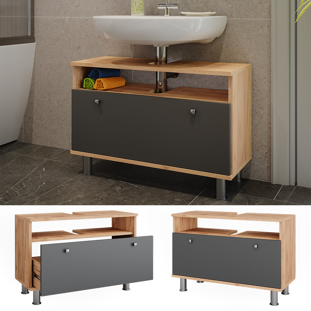 Vicco Mobiletto per lavabo Quercia dorata/antracite 80.2 x 54 cm con cassetto