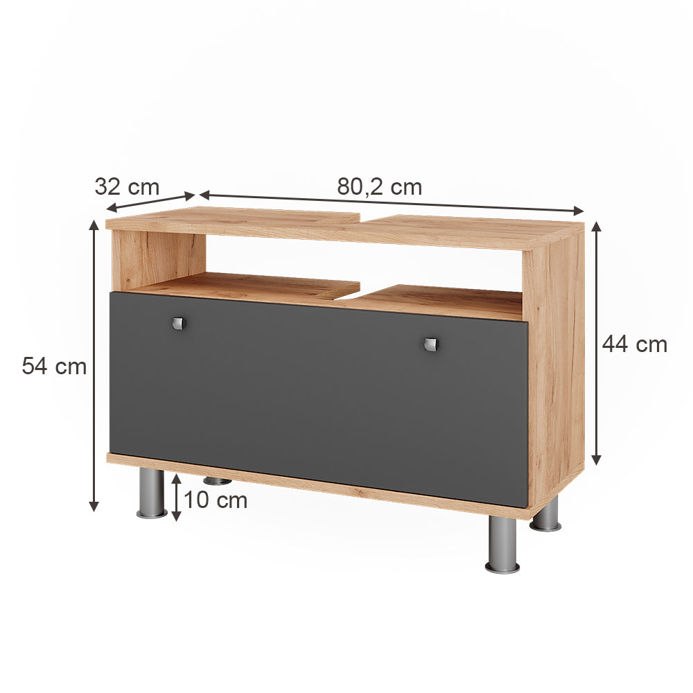 Vicco Mobiletto per lavabo Quercia dorata/antracite 80.2 x 54 cm con cassetto