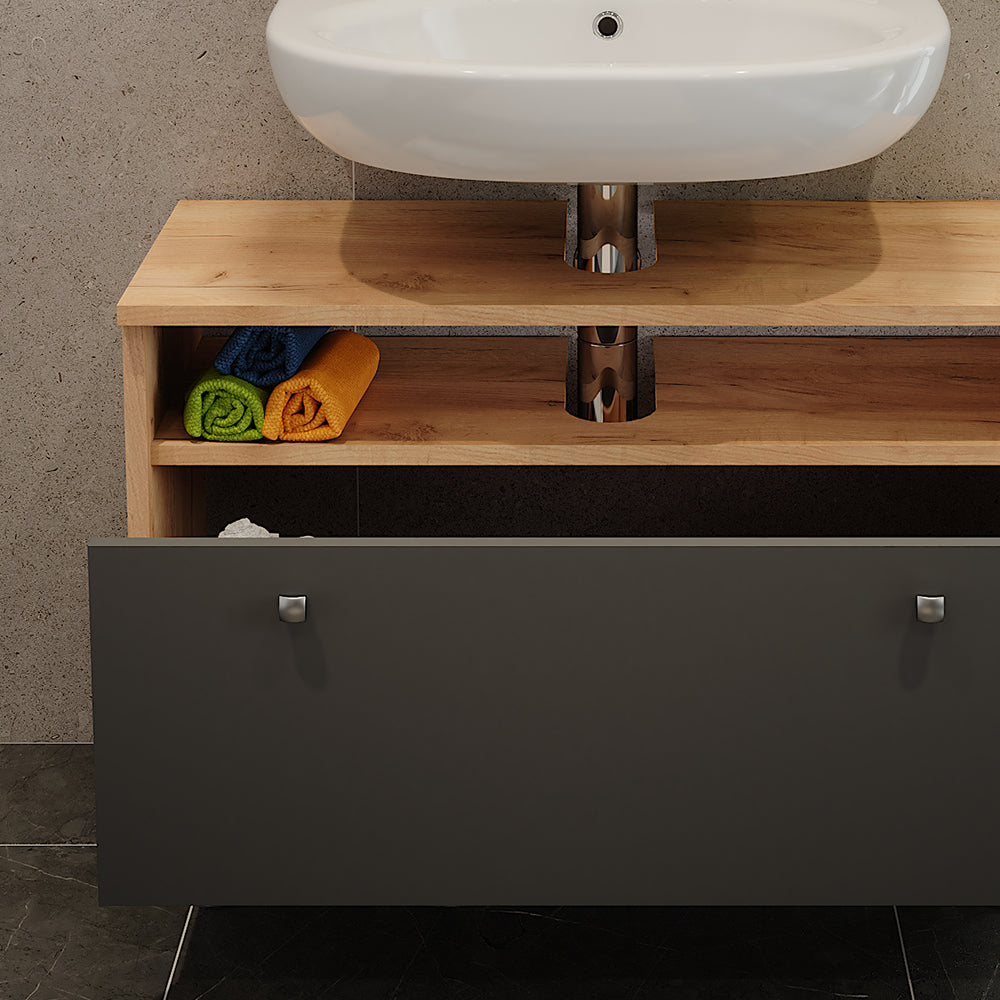 Vicco Mobiletto per lavabo Quercia dorata/antracite 80.2 x 54 cm con cassetto
