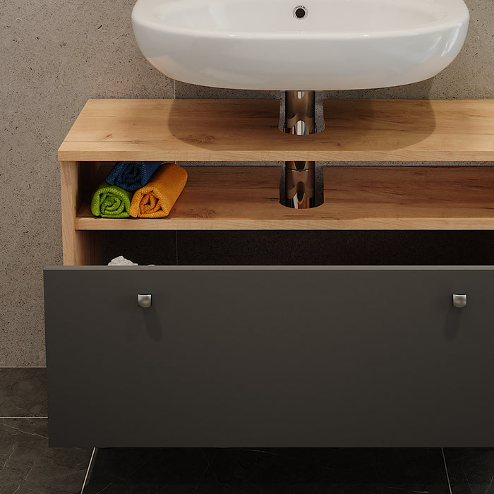 Vicco Mobiletto per lavabo Quercia dorata/antracite 80.2 x 54 cm con cassetto