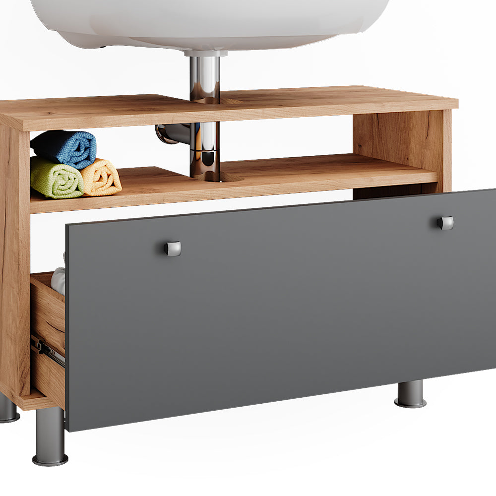 Vicco Mobiletto per lavabo Quercia dorata/antracite 80.2 x 54 cm con cassetto