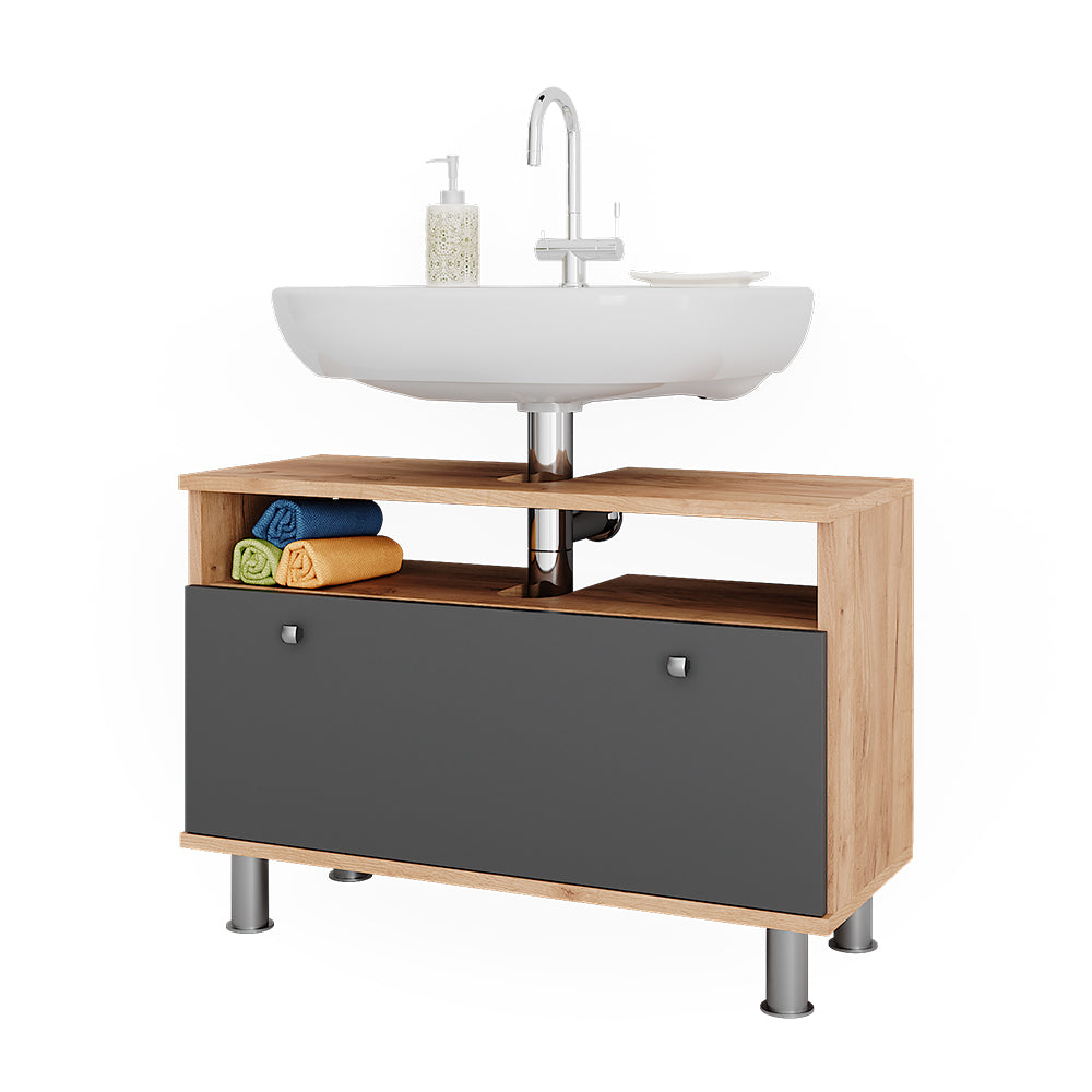 Vicco Mobiletto per lavabo Quercia dorata/antracite 80.2 x 54 cm con cassetto