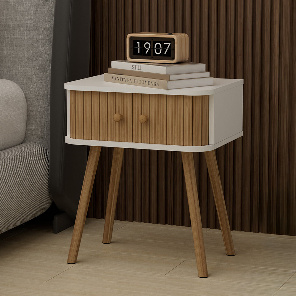 Vicco Comodino Bianco/bambù 40 x 47 cm Set di 2