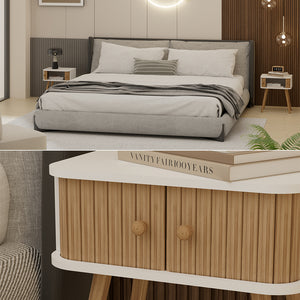 Vicco Comodino Bianco/bambù 40 x 47 cm Set di 2