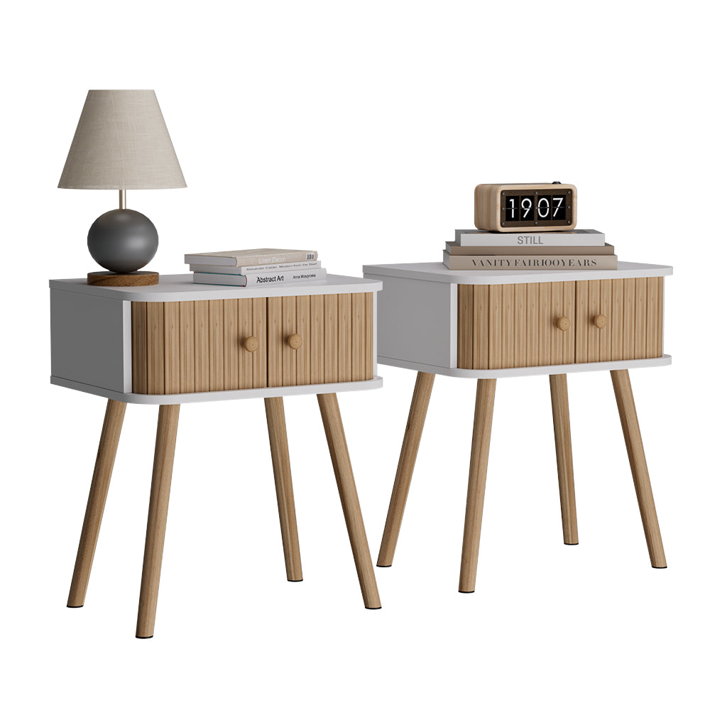 Vicco Comodino Bianco/bambù 40 x 47 cm Set di 2