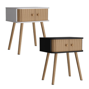 Vicco Comodino Bianco/bambù 40 x 47 cm Set di 2