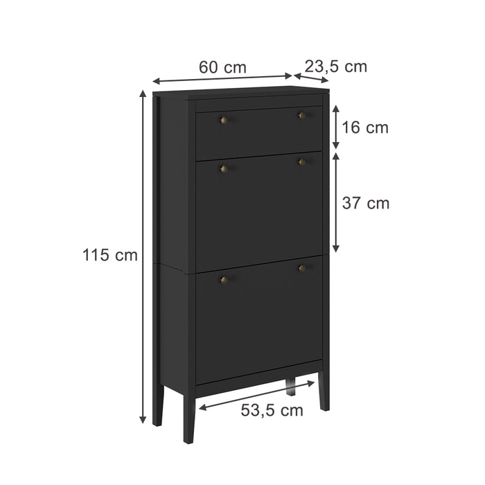 Vicco Armadio per le scarpe Nero 60 x 115 cm