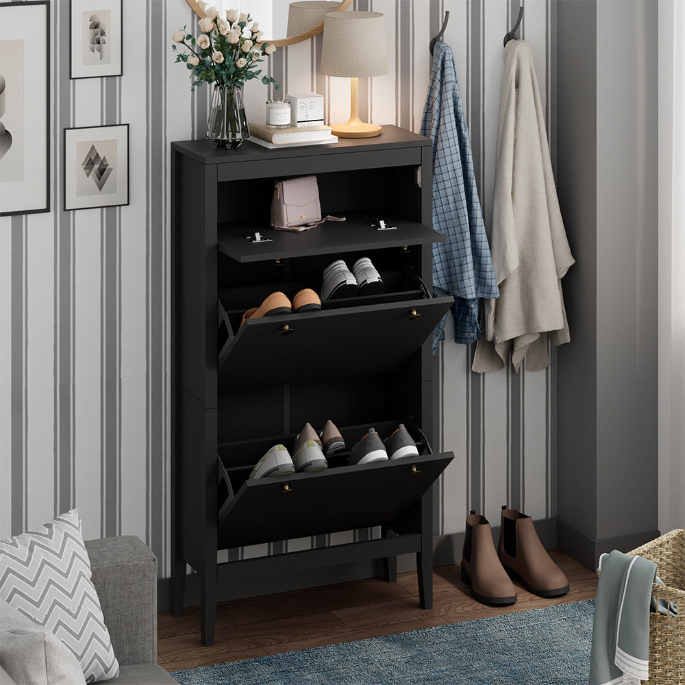 Vicco Armadio per le scarpe Nero 60 x 115 cm