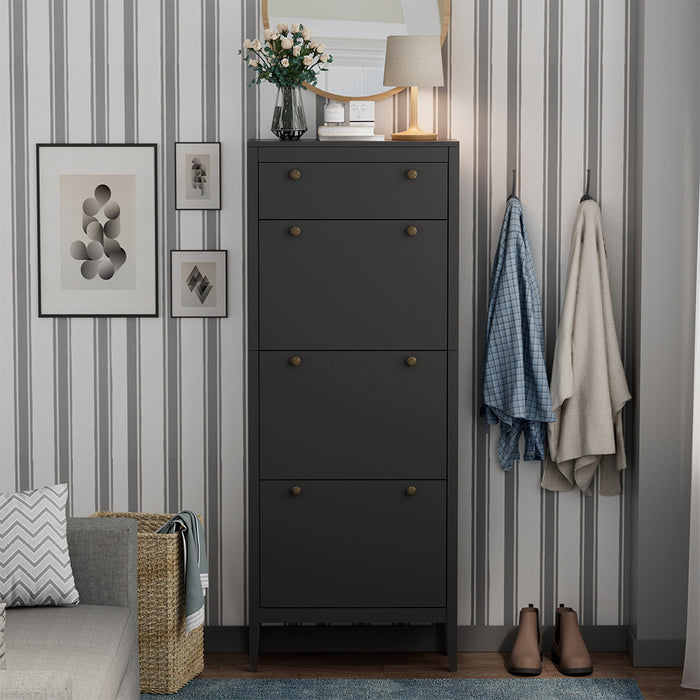 Vicco Armadio per le scarpe Nero 60 x 153 cm 3 scomparti