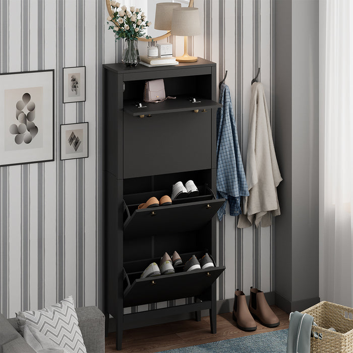 Vicco Armadio per le scarpe Nero 60 x 153 cm 3 scomparti