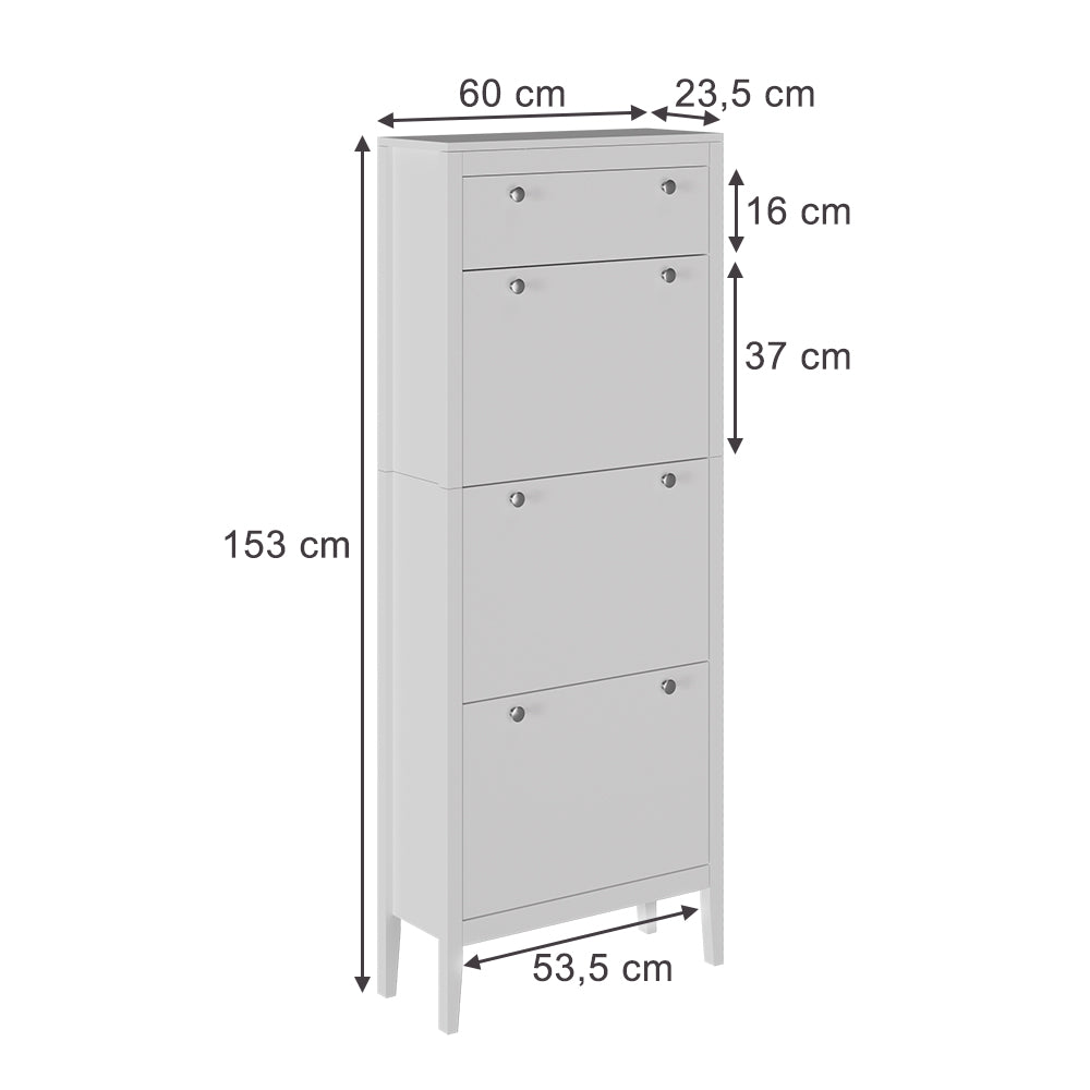 Vicco Armadio per le scarpe Bianco 60 x 153 cm , 3 scomparti
