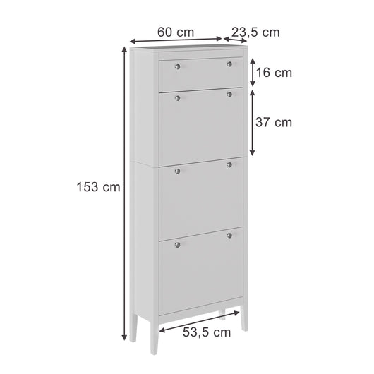Vicco Armadio per le scarpe Bianco 60 x 153 cm , 3 scomparti