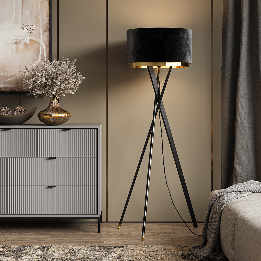 Lampada da terra Vicco nera, 50 x 154 cm