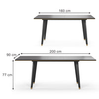 Vicco Tavolo da pranzo Nero 200 x 90 cm Estensibile