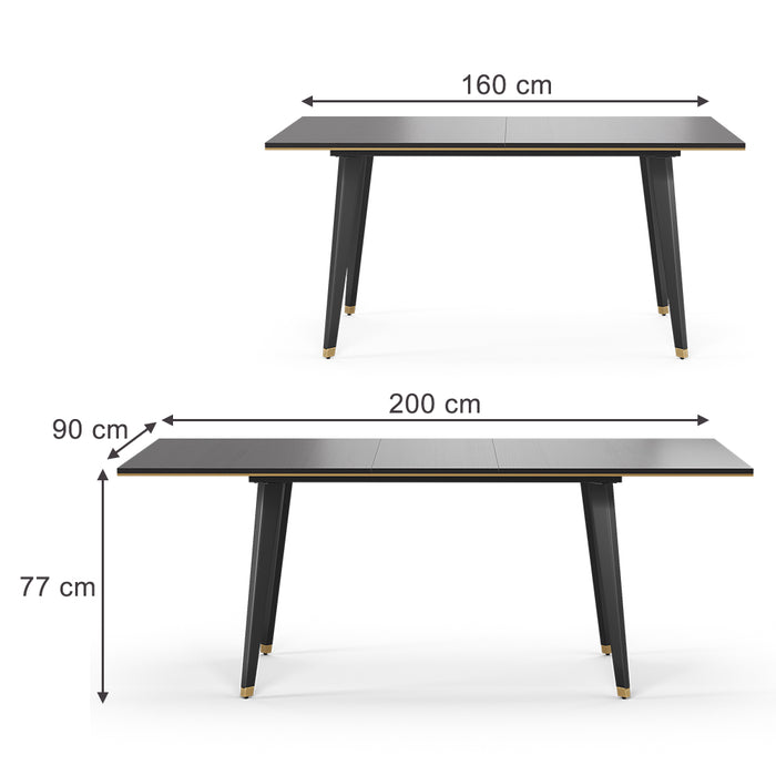 Vicco Tavolo da pranzo Nero 200 x 90 cm Estensibile