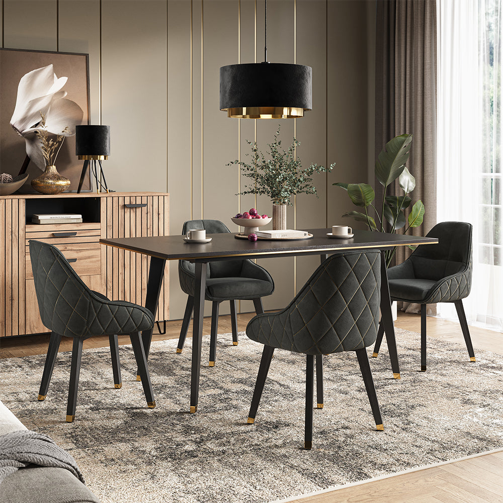 Vicco Tavolo da pranzo Nero 200 x 90 cm Estensibile