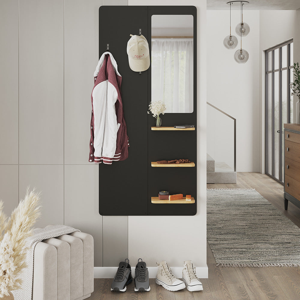 Vicco Appendiabiti da parete Nero/quercia 70 x 150 cm con specchio