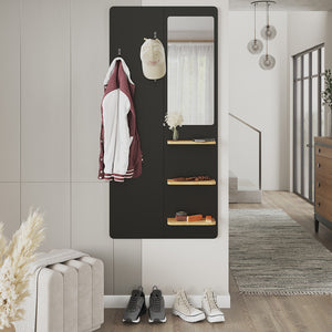 Vicco Appendiabiti da parete Nero/quercia 70 x 150 cm con specchio