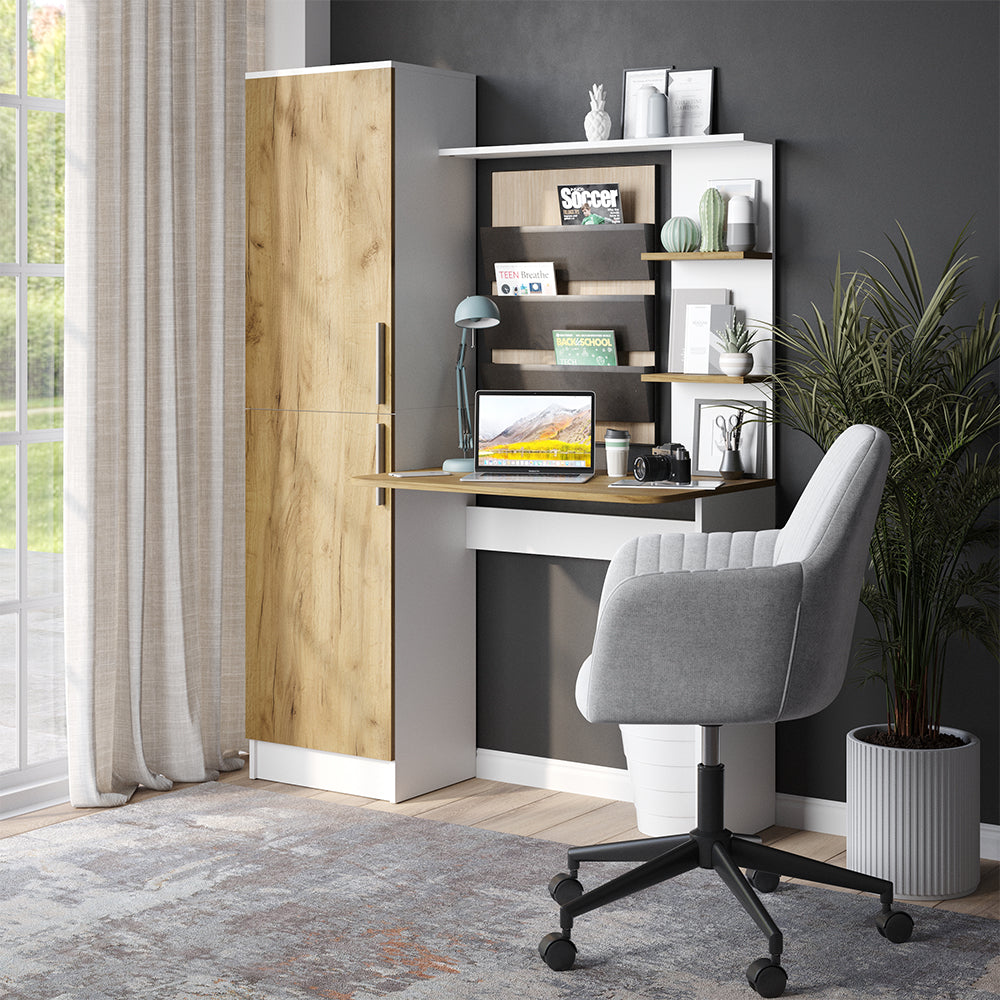 Vicco Scrivania Rovere bianco/dorato 122.9 x 33.4 cm