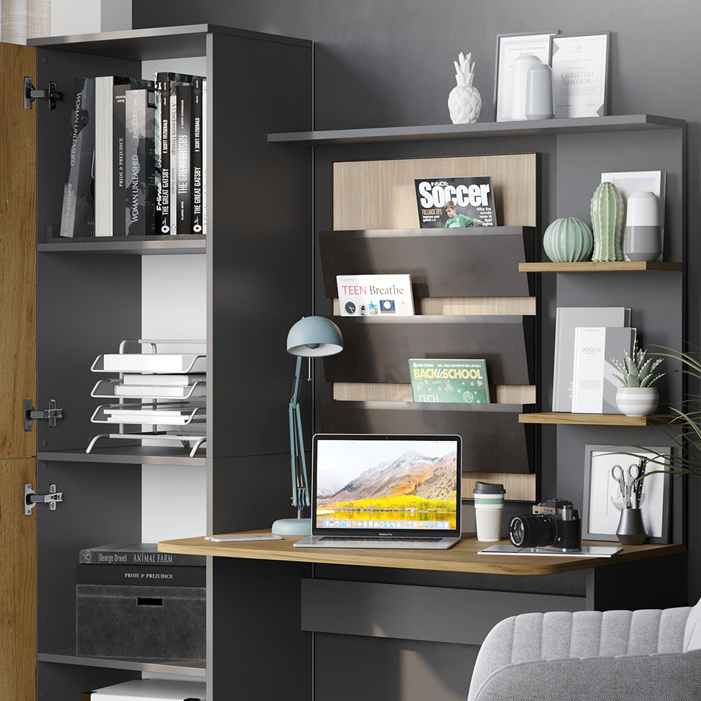 Vicco Scrivania Antracite/quercia dorata 122.9 x 33.4 cm