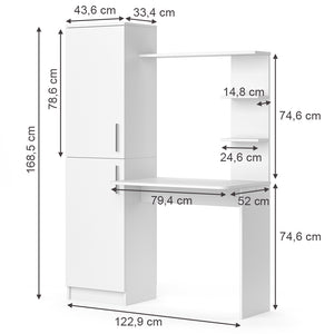 Vicco Scrivania con ripiani Bianco 122.9 x 52 cm