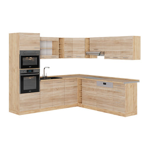 Vicco Cucina angolare completa Rovere Sonoma/Goldkraft 237 x 60 cm senza piano di lavoro