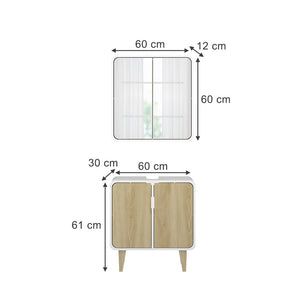 Vicco Set di mobili da bagno Bianco/quercia 2 parti