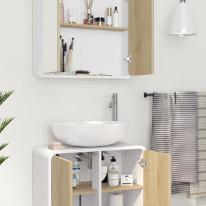 Vicco Set di mobili da bagno Bianco/quercia 2 parti