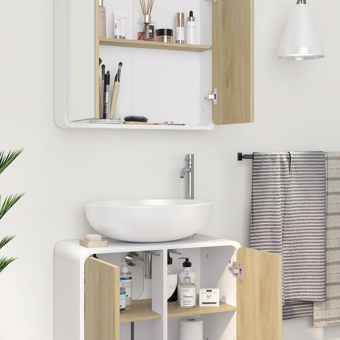 Vicco Set di mobili da bagno Bianco/quercia 2 parti