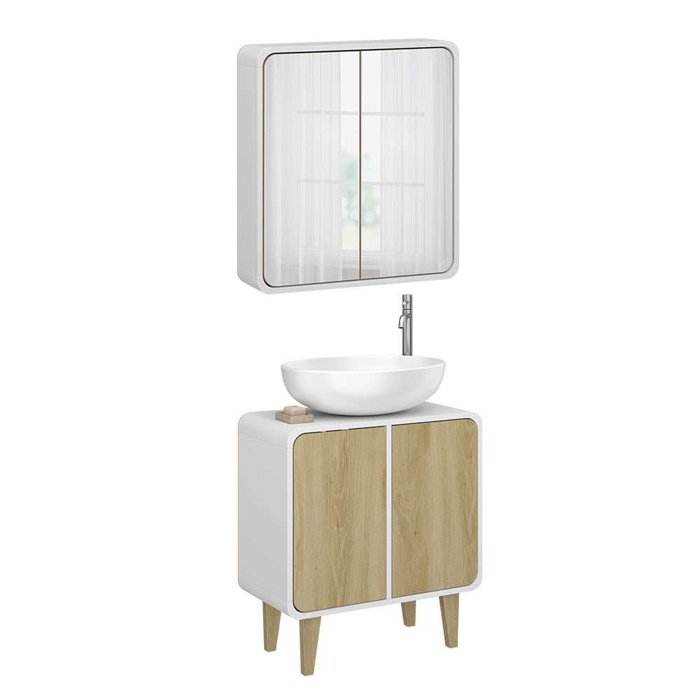 Vicco Set di mobili da bagno Bianco/quercia 2 parti