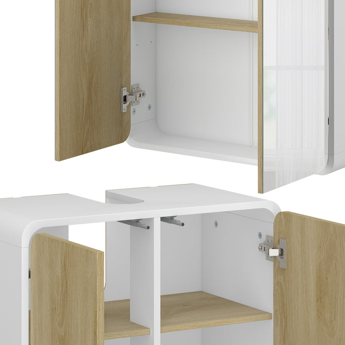 Vicco Set di mobili da bagno Bianco/quercia 3 pezzi, con cabinet midi
