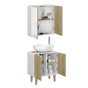 Vicco Set di mobili da bagno Bianco/quercia 2 parti