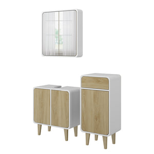 Vicco Set di mobili da bagno Bianco/quercia 3 pezzi, con cabinet midi